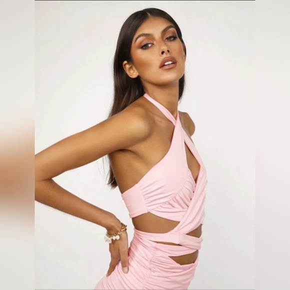 🐅 Tiger Mist: Pink Bodycon Georgette Mini Dress, Size XS, NWT - Picture 2 of 5